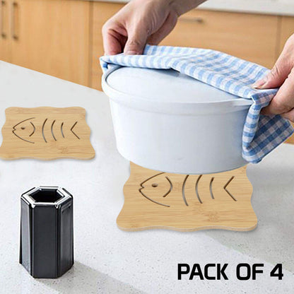 HOKIPO Eco-Friendly Bamboo Coasters for Dining Table Heat Pad for Kitchen - Pack of 2/4/6