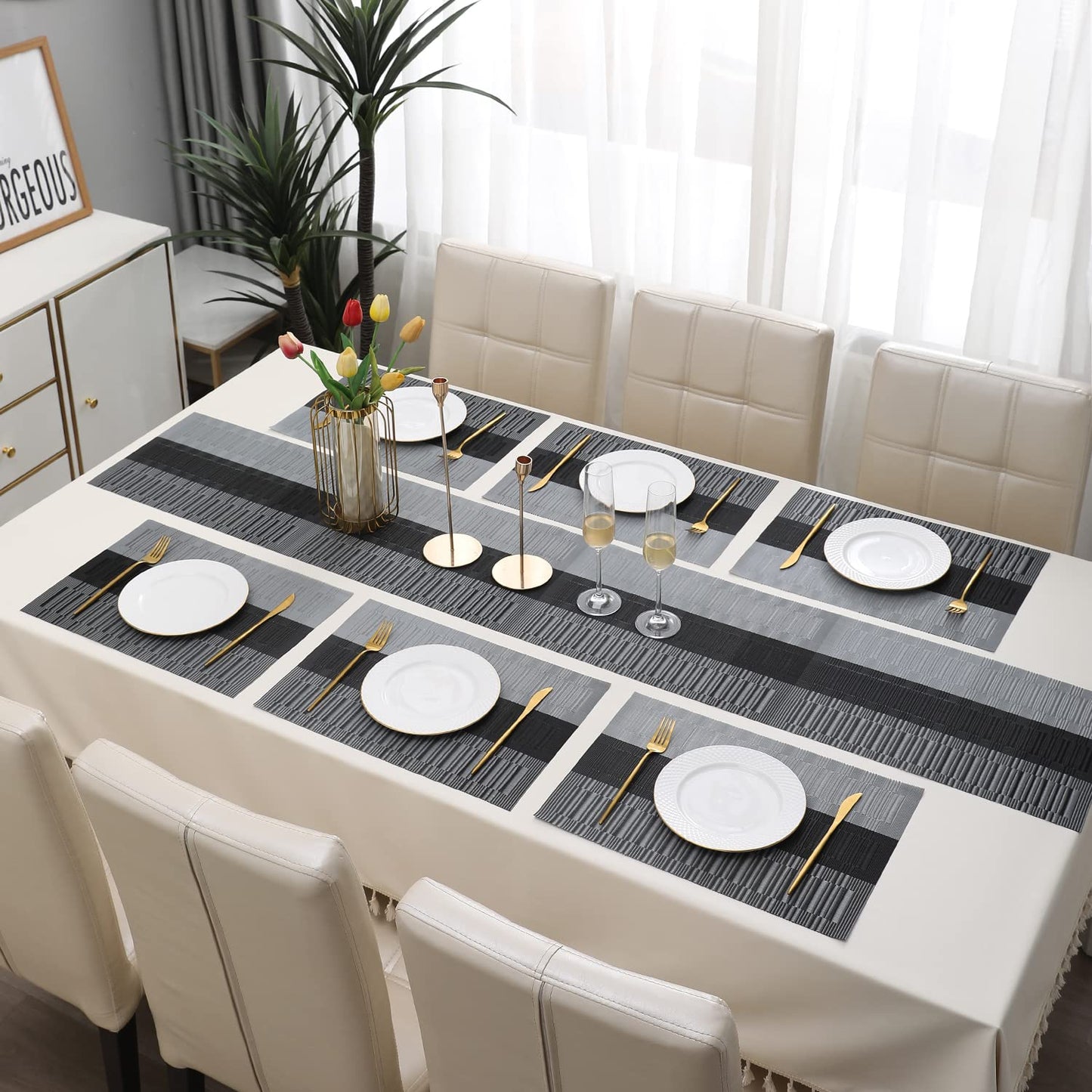 PVC Dining Table Mats, Grey