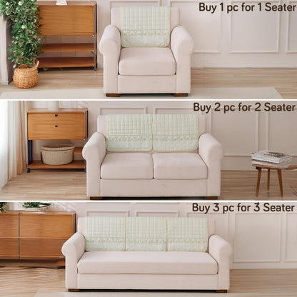BelleLace Series Premium Imperial Milk Velvet Sofa Cover Mat with Lace Design -  Pearl White