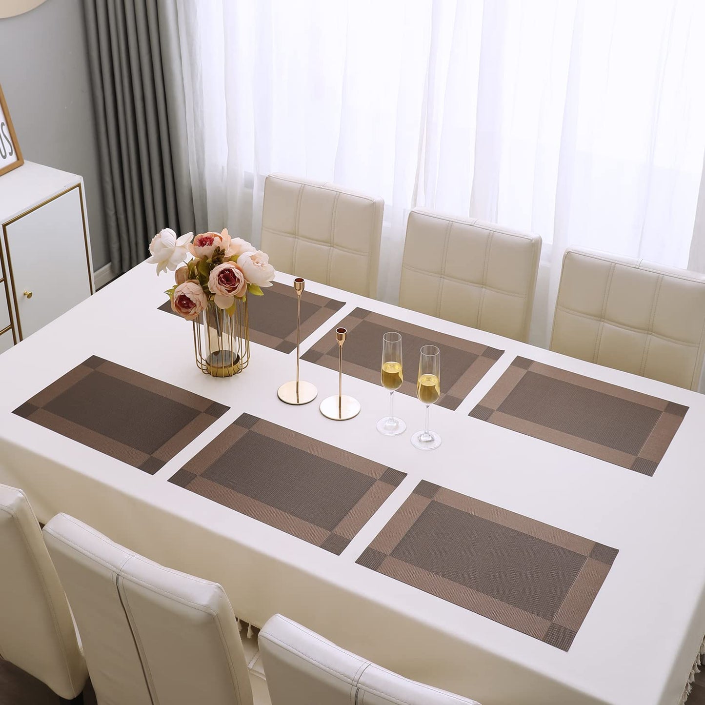 PVC Dining Table Mats, Dark Brown