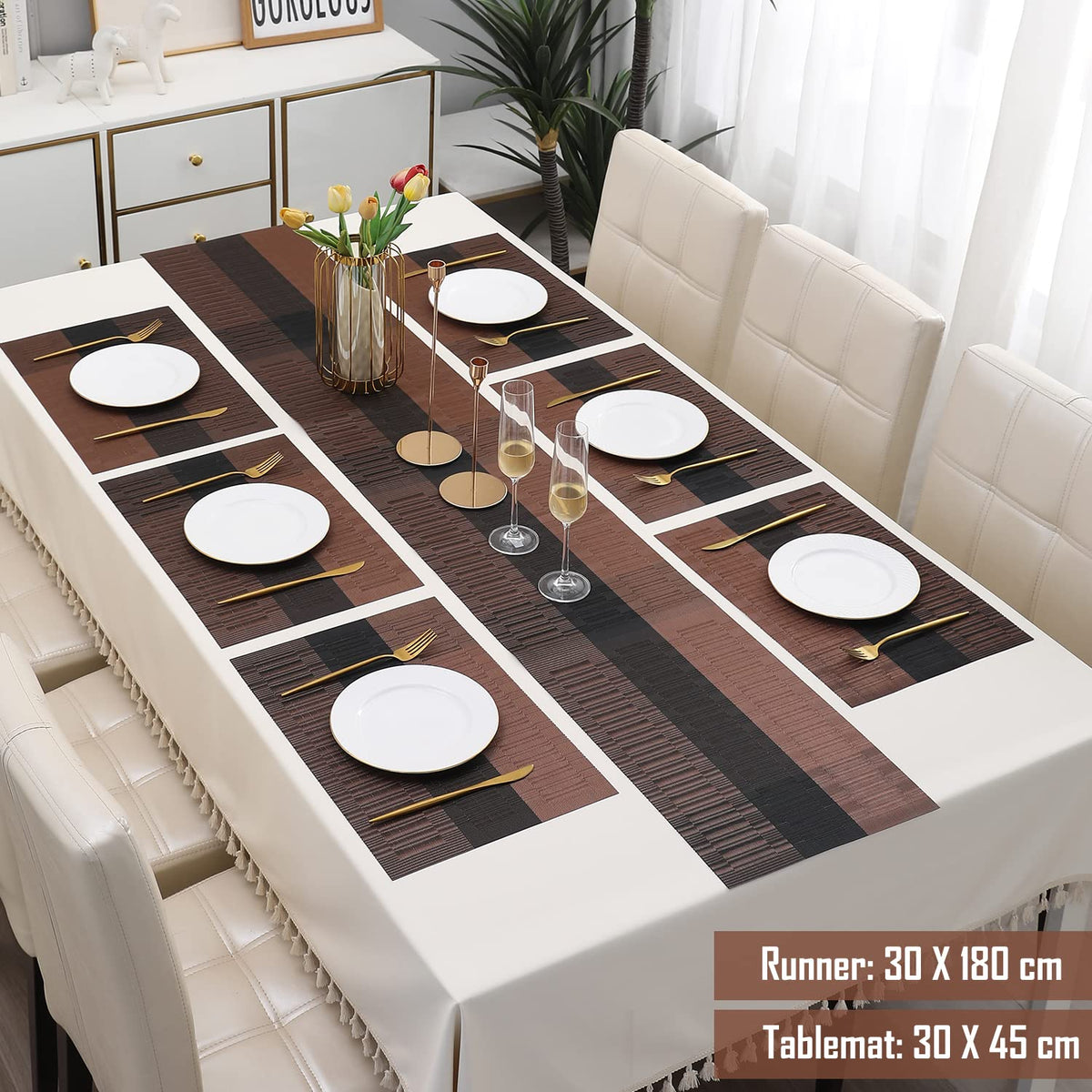 PVC Dining Table Mats, Metalic Brown