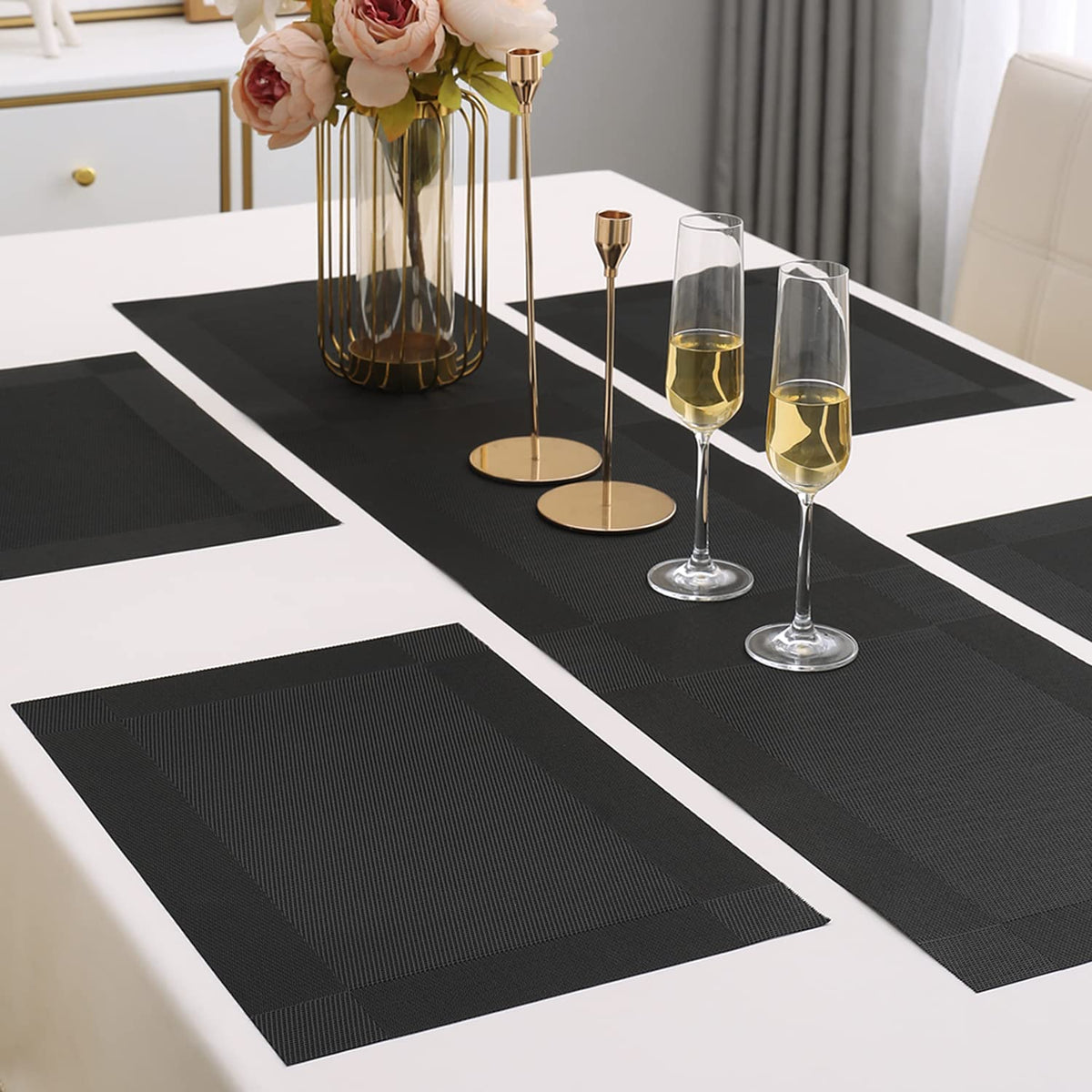 PVC Dining Table Mats, Black