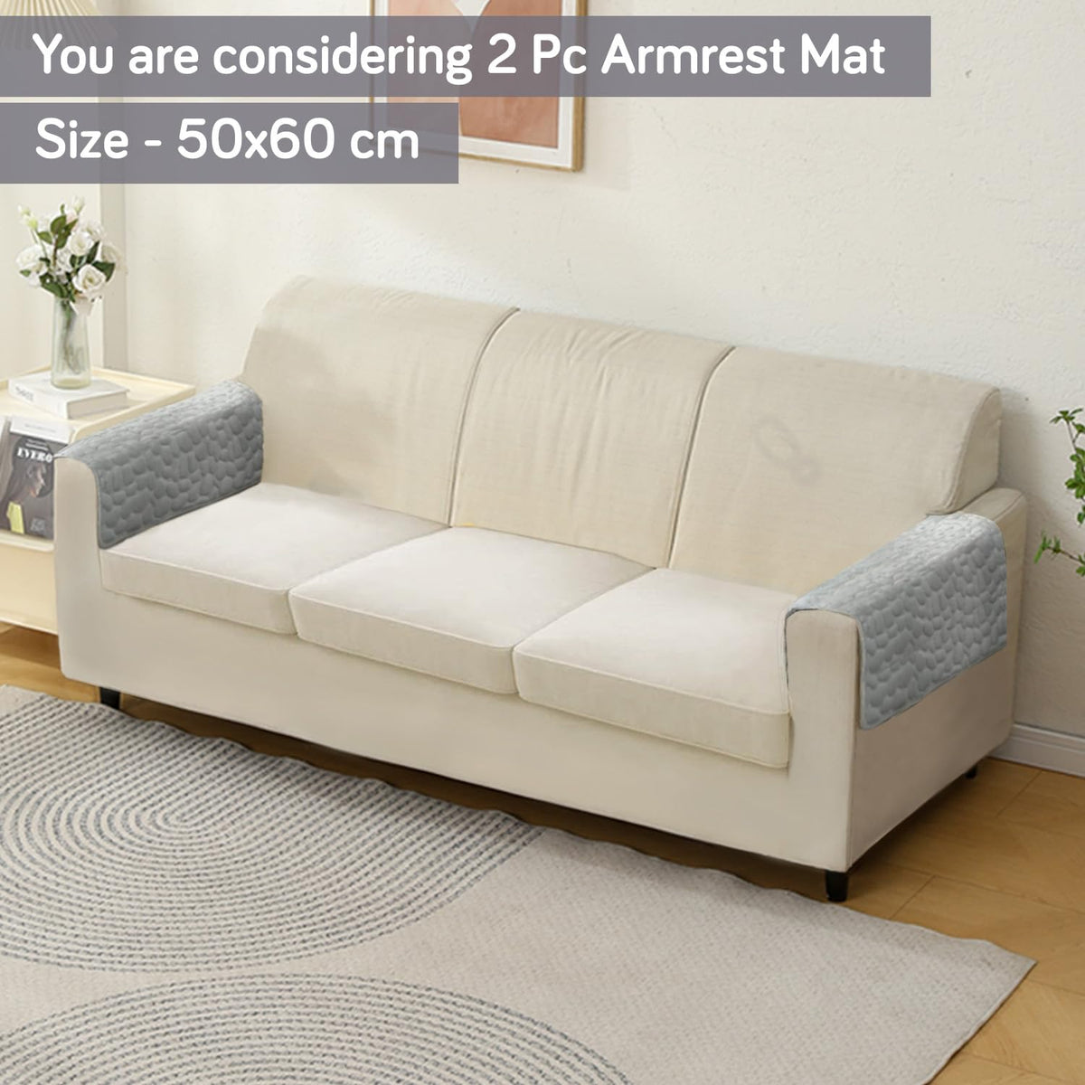 Premium Pebble Milk Velvet Anti Slip Sofa Mats, Moon Grey