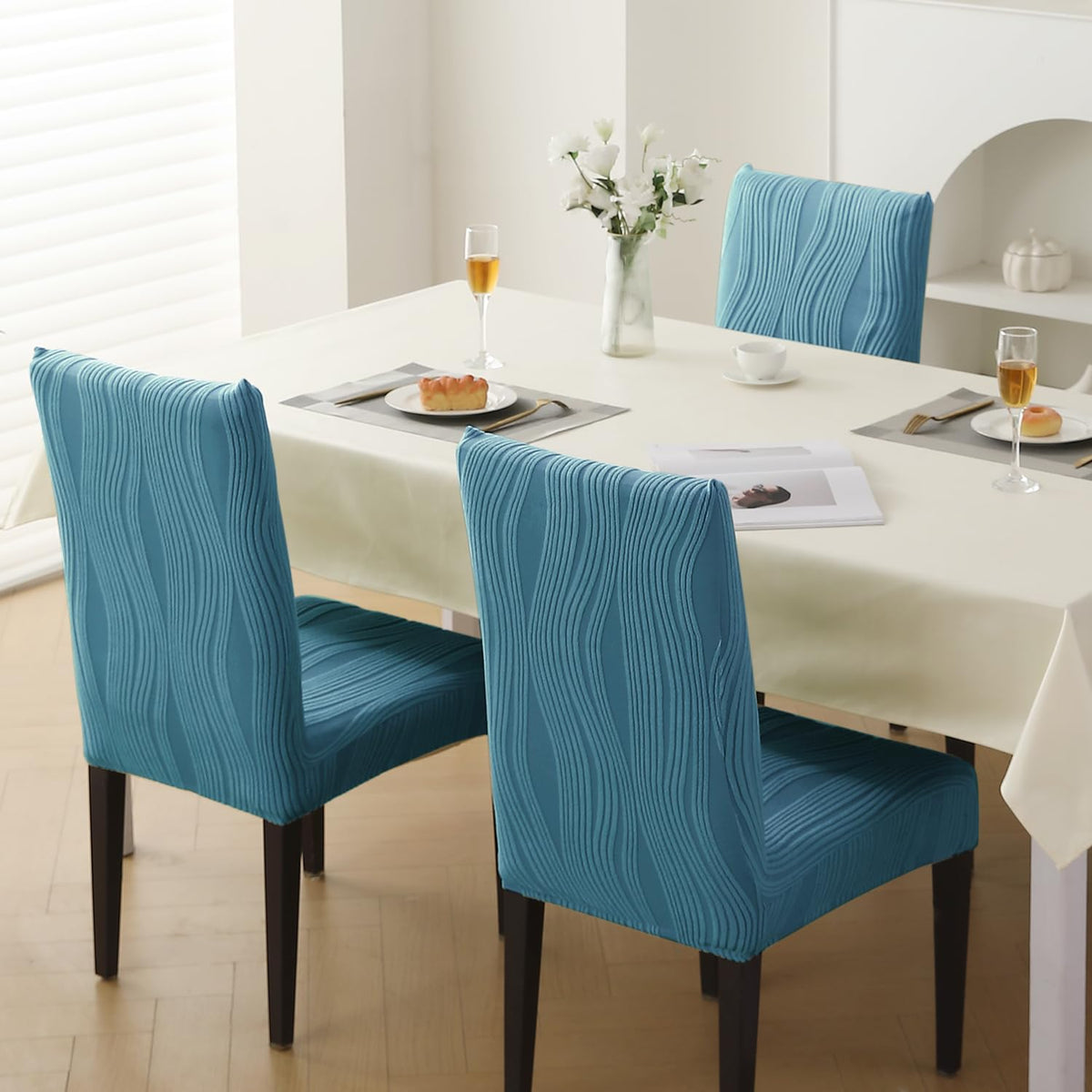 Nestiva Series Stretchable Knitting Jacquard Chair Cover - Sea Blue