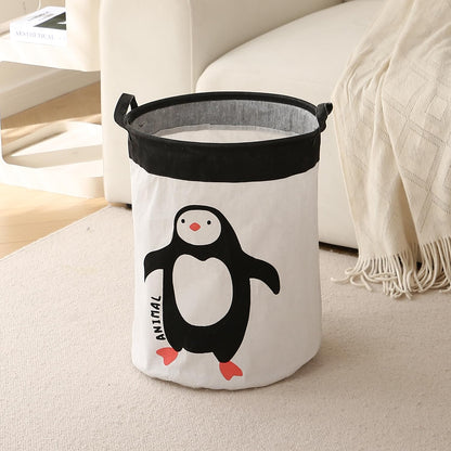 Kids Laundry Basket for Clothes, Toy Storage Bag, Penguin
