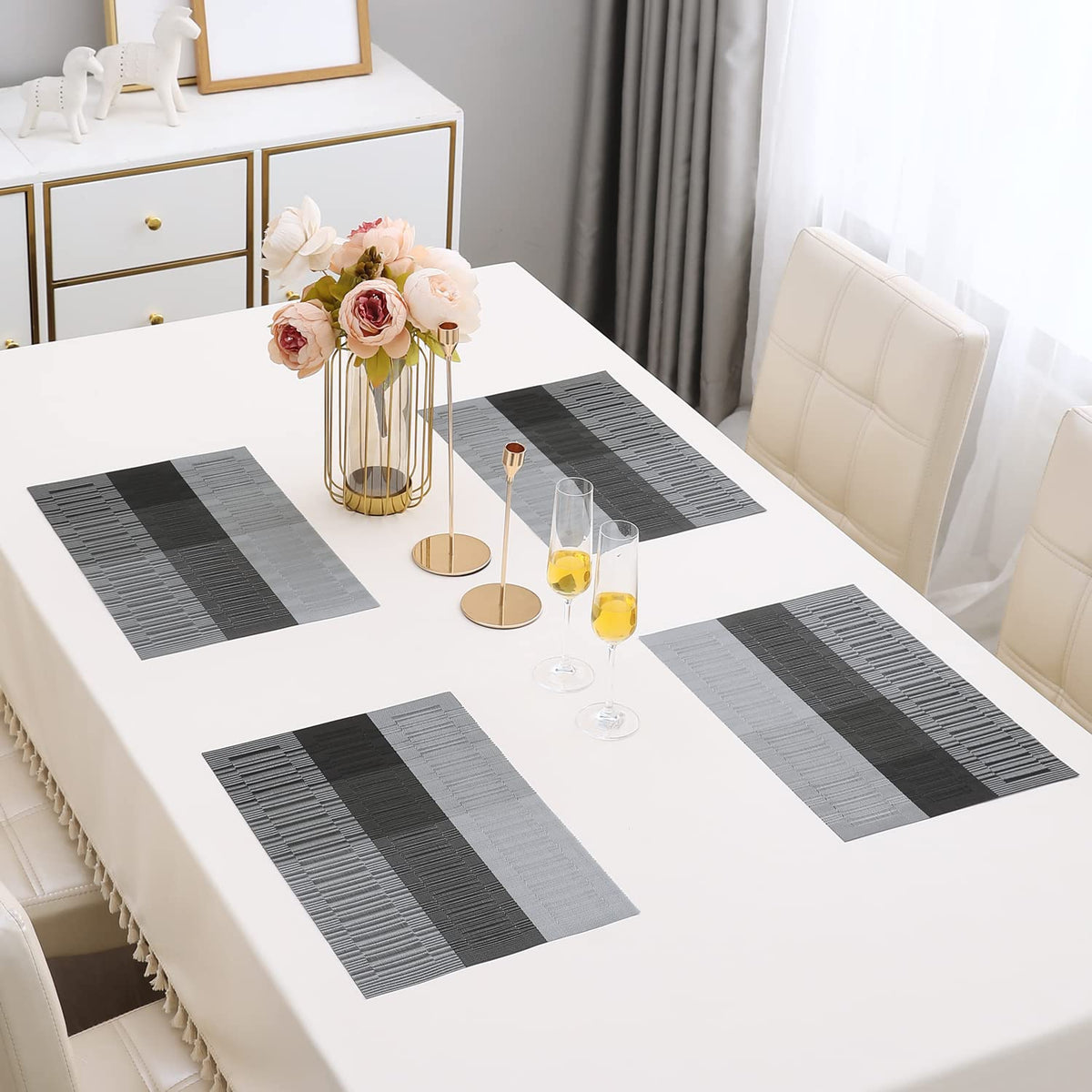 PVC Dining Table Mats, Grey