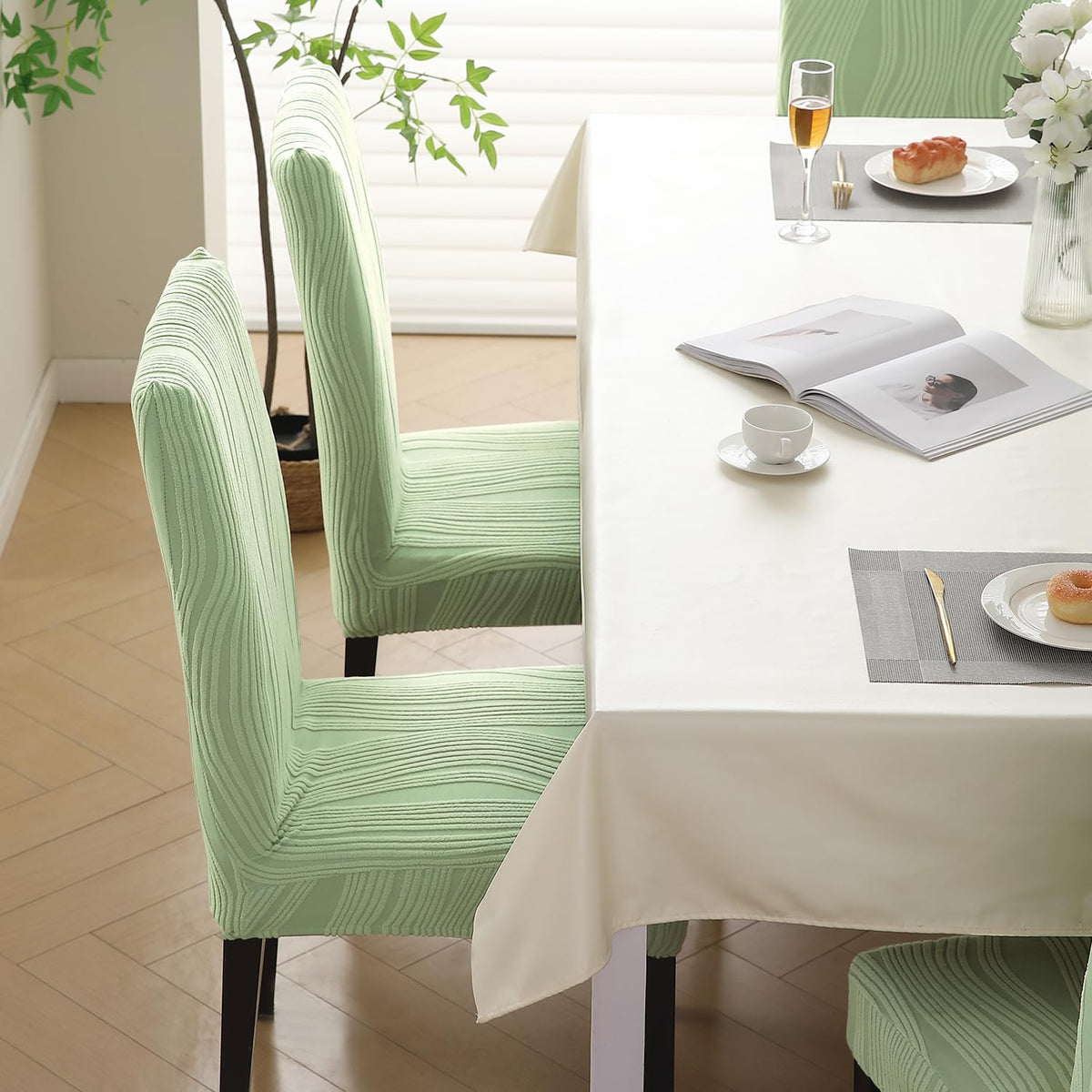 Nestiva Series Stretchable Knitting Jacquard Chair Cover - Pastel Green