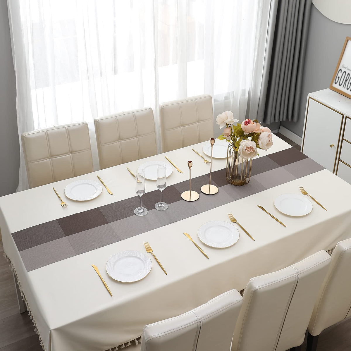 Buy Brown PVC Table Runner for Dining Table | HOKIPO