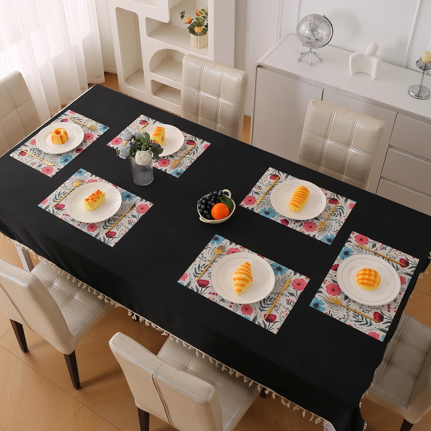 Artistic Flora PVC Washable Mats for Dining Table - Cosmos