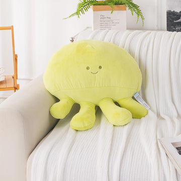 HOKIPO Octopus Shaped Cushion for Kids Room & Nursery, 51x39 cm, Green