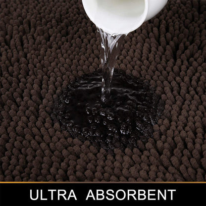 Chenille Luxury Bath Rug, Extra Soft And Absorbent Large Bathroom, Brown