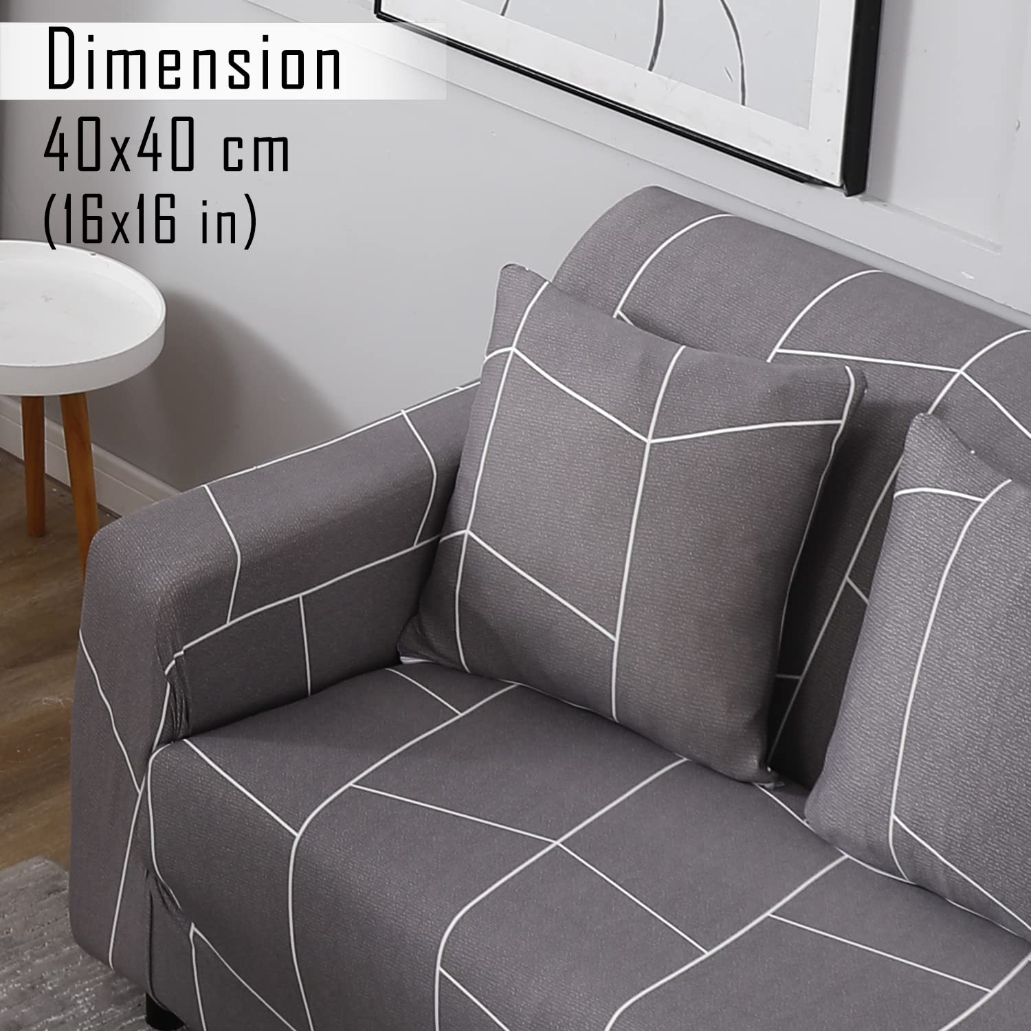 Ash Grey Abstract Printed zippered sofa pillow covers Set of 2