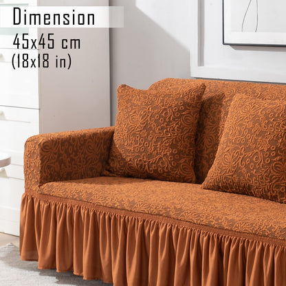 Buy Caramel Brown Colour Woven Jacquard Zippered Square Sofa Pillow Cover Online - Best for sofa or chair Pillows