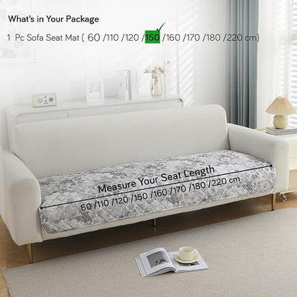 Quilted, Waterproof and Anti-Slip Sofa Cover Mat, Abstract Pale Grey