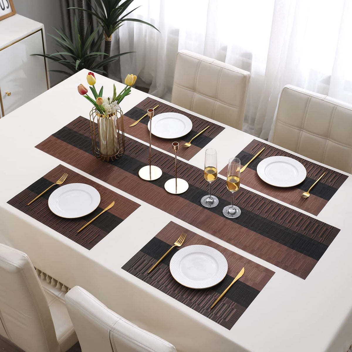 PVC Dining Table Mats, Metalic Brown