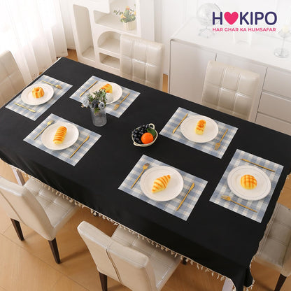 Classic Checks PVC Washable Mats for Dining Table - Pacific Blue