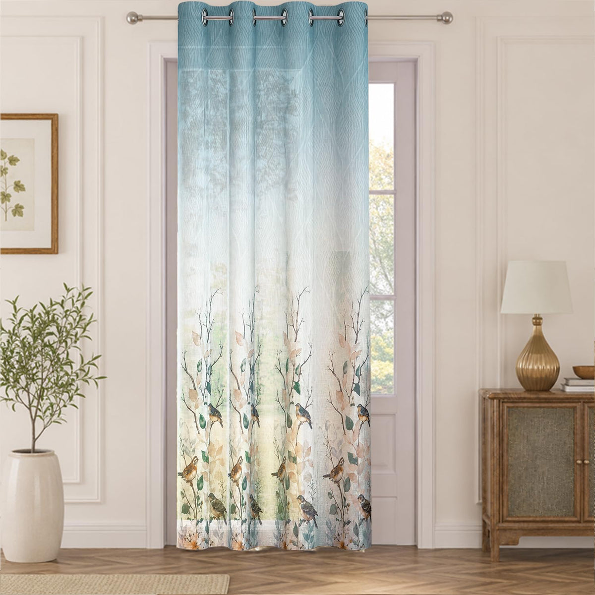 HOKIPO Petal Breeze Sheer Curtains, 7 Feet Long - Oceanic Grace - image 2
