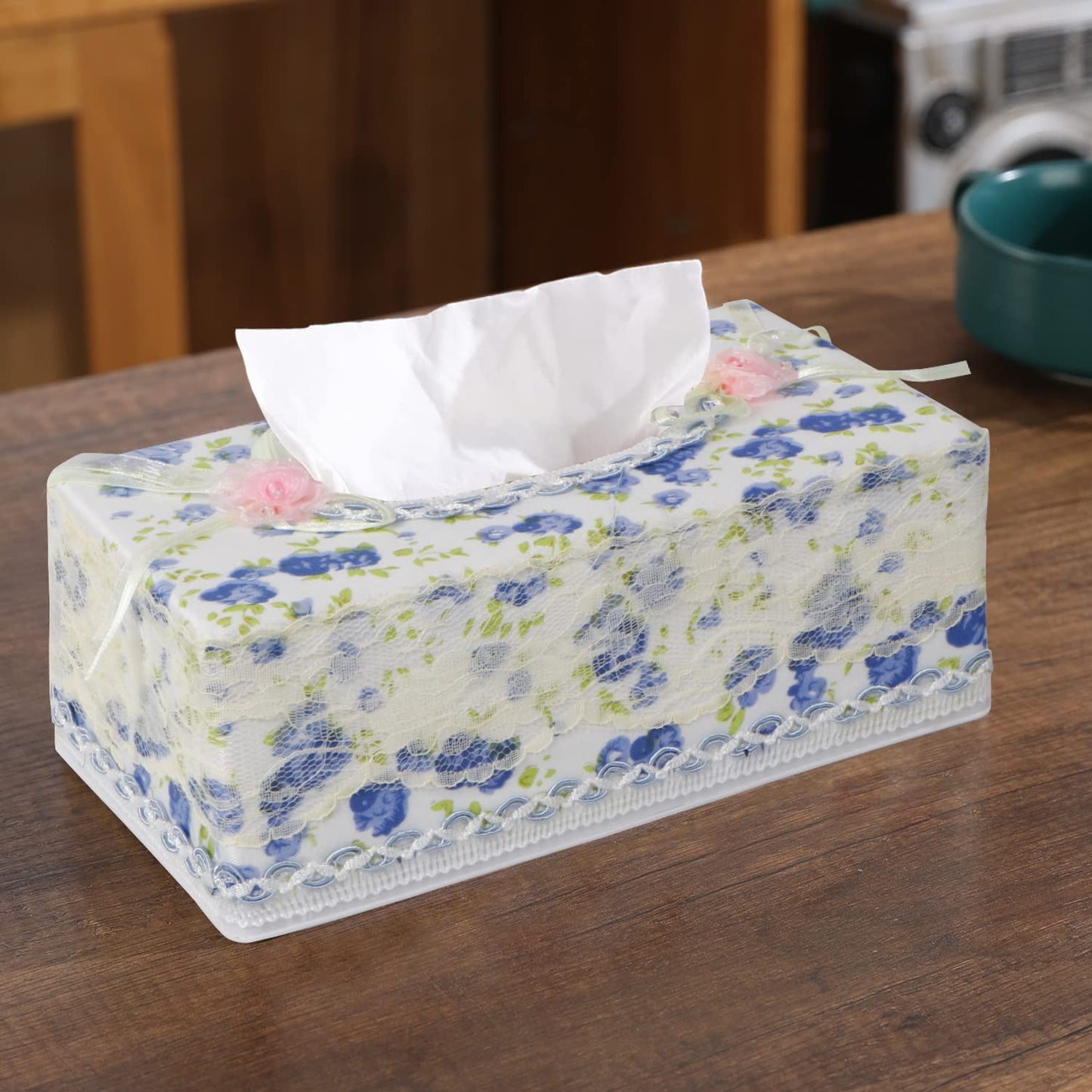 Plastic Tissue Paper Box Holder, Blue