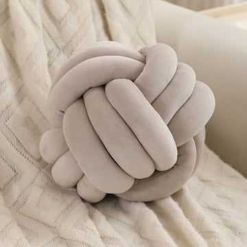 Knot Ball Cushion Pillow Soft Plush Velvet Decorative Throw Pillow - Light Taupe Brown