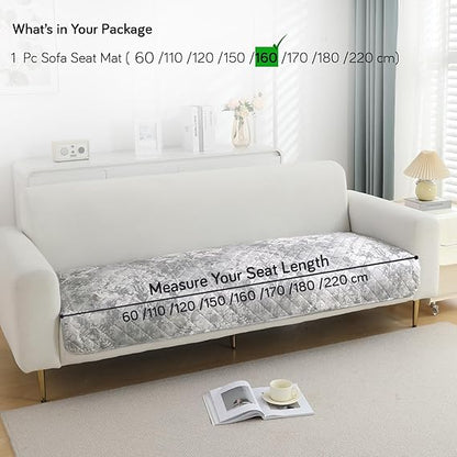 HOKIPO Quilted, Waterproof and Anti-Slip Sofa Cover Mat, Motifs Cloud Grey