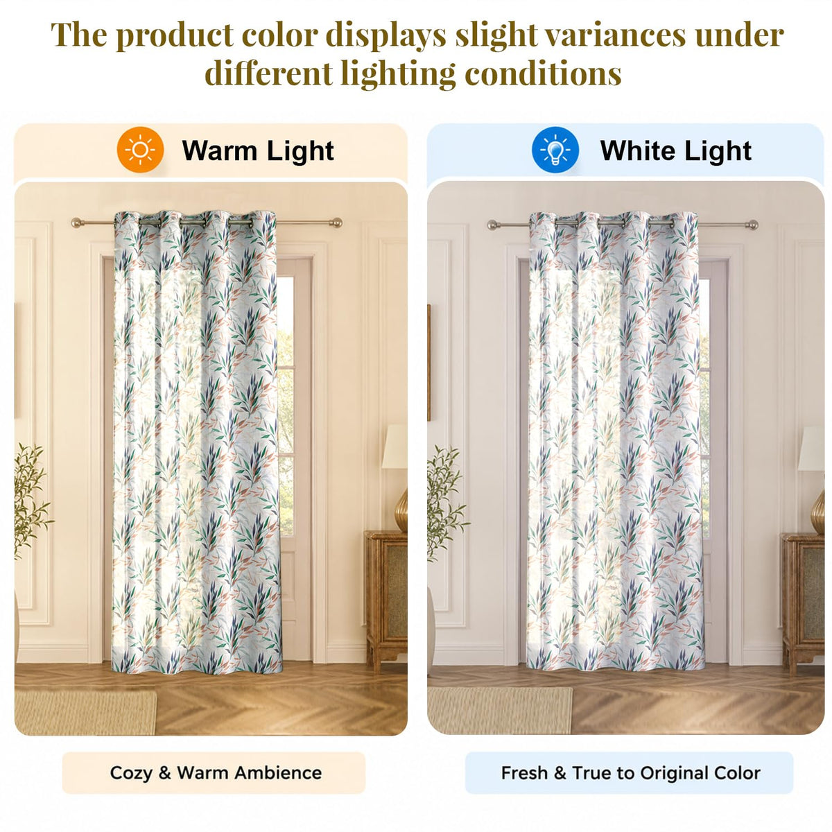 HOKIPO Petals & Poetry Sheer Curtains, 7 Feet Long - Willow Breeze - image 5