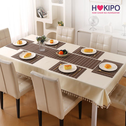 RhombusEcho Washable PVC Mats for Dining Table - Taupe Brown