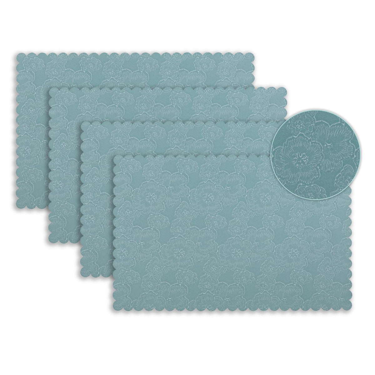 Florista Blush Royal Luxe Faux Leather Mats for Dining Table - Spirit Blue