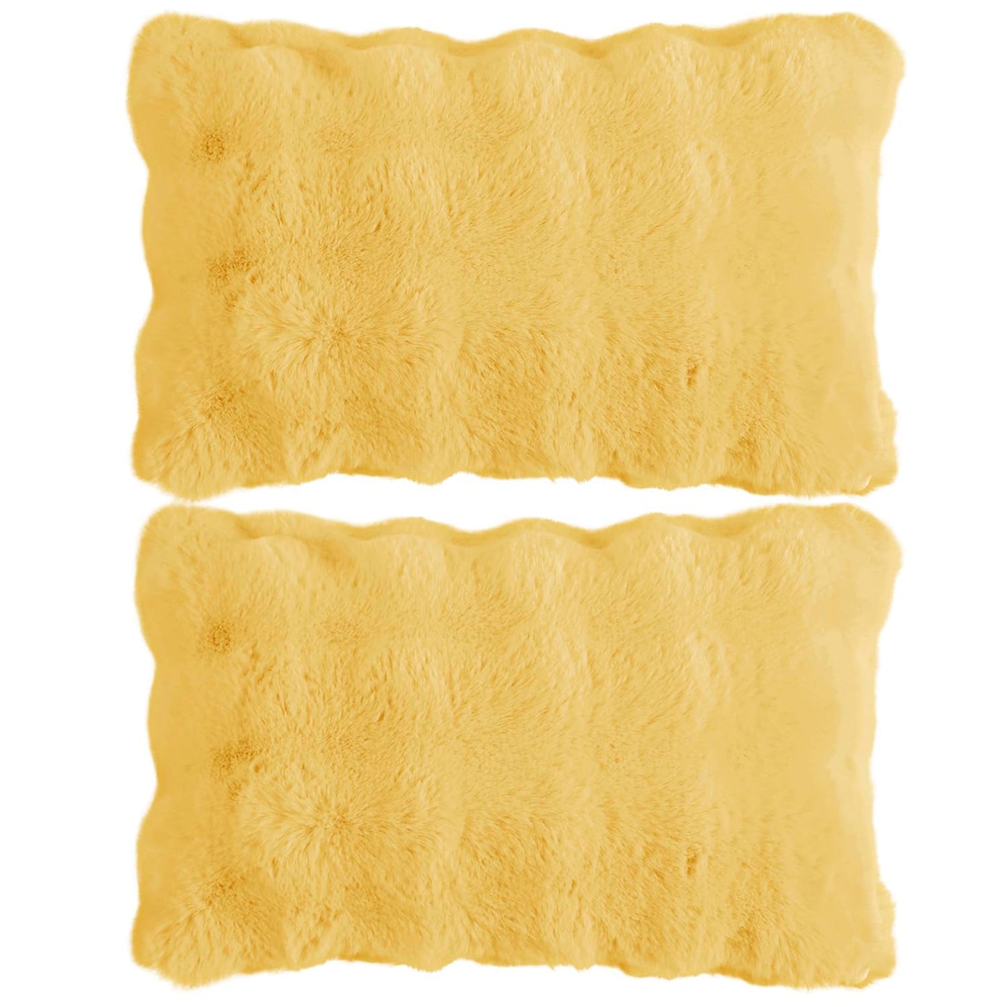 Buy Premium Honey Yellow colour Zippered faux rabbit fur Pillow Covers