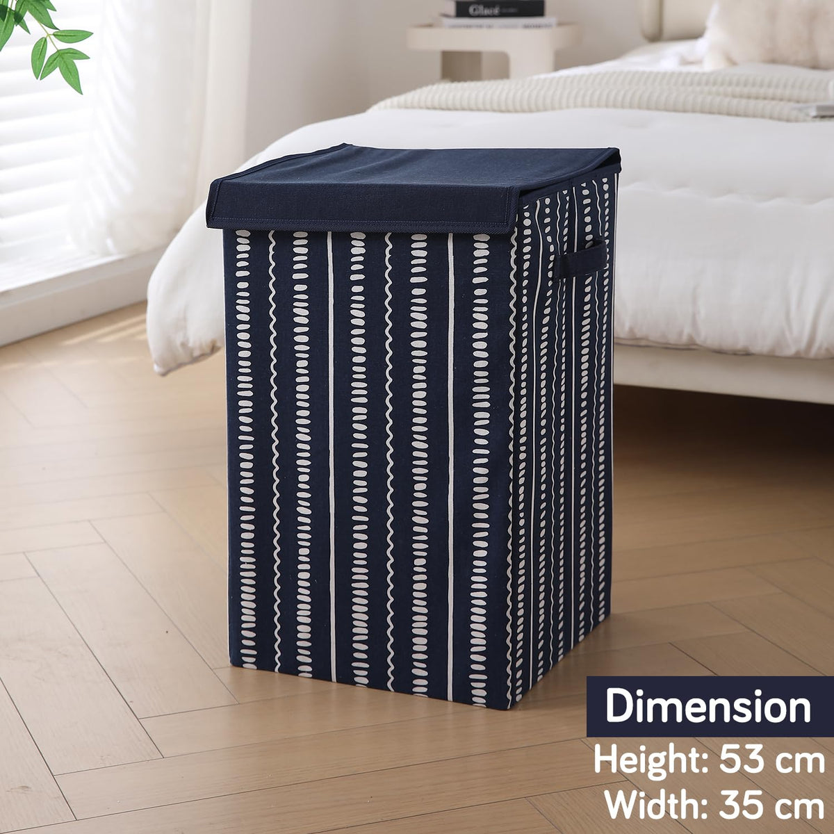 Foldable Laundry Basket for Clothes with Lid, Abstract Lines