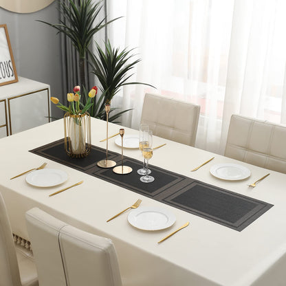 PVC Table Runner for Dinner and Coffee Table, Charcoal Black