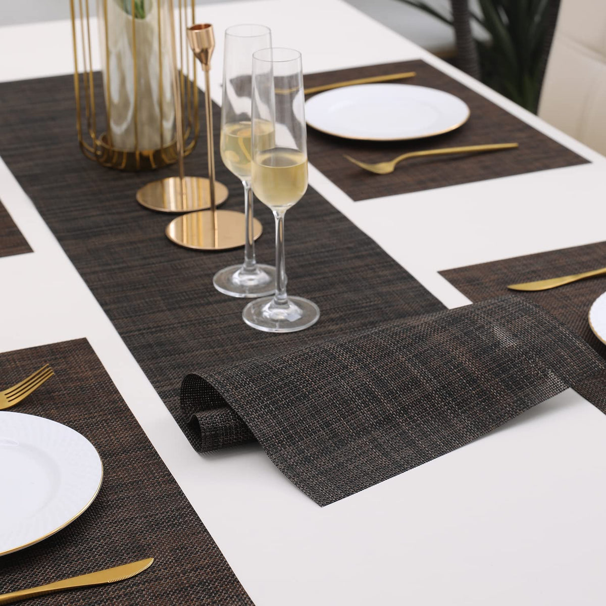 PVC Dining Table Mats, Dark Brown