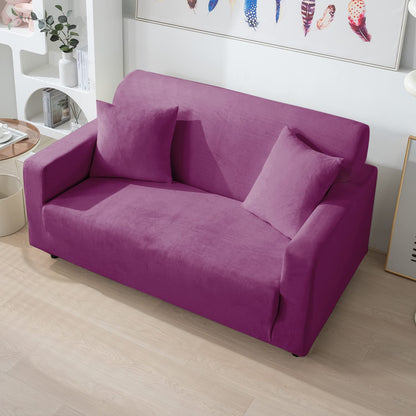 beautiful 2 seater Purple elastic stretchable velvet sofa cover​
