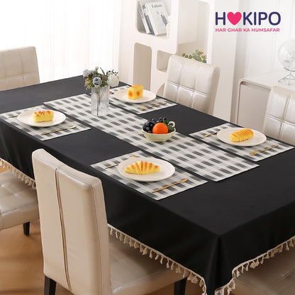 Classic Checks PVC Washable Mats for Dining Table - Sable Black