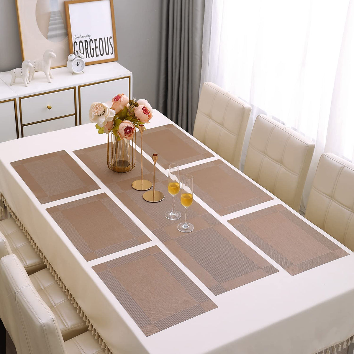 PVC Dining Table Mats, Copper Brown