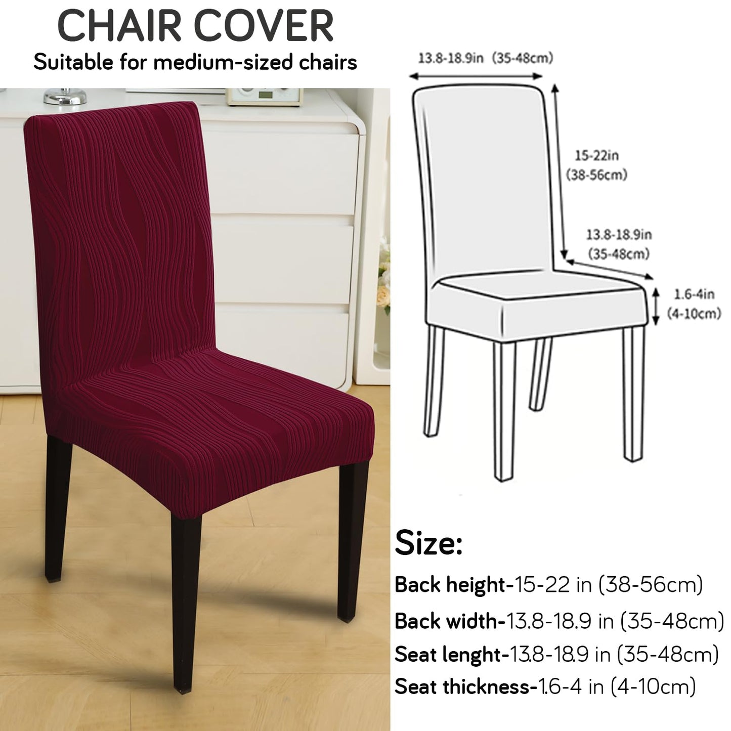 Nestiva Series Stretchable Knitting Jacquard Chair Cover - Burgundy
