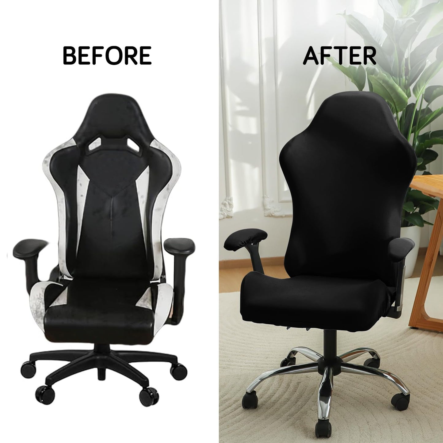 Gaming Chair Cover Stretchable Computer Rotating Chair Seat Covers Slipcover, Black