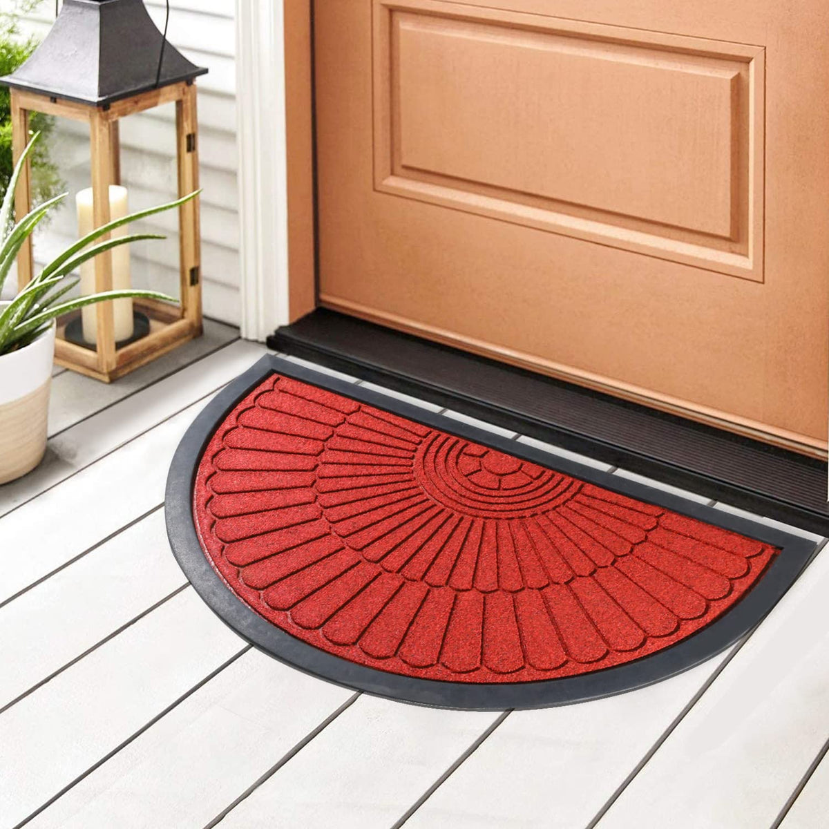 Large 45X75 PP Entry Mat Foot mat Half Circle Design Anti Slip Floor mat for Entrance, Main Door mat, Red