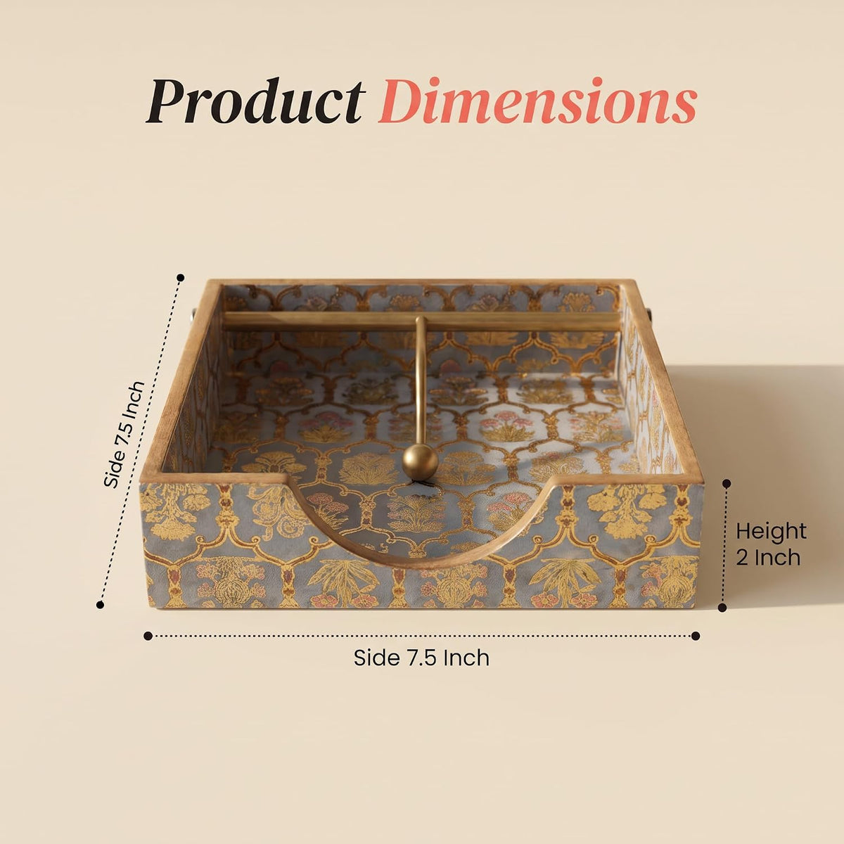 HOKIPO Napkin Holder for Dining Table, Engineered Wood, Shahi Gulnaar - image 3