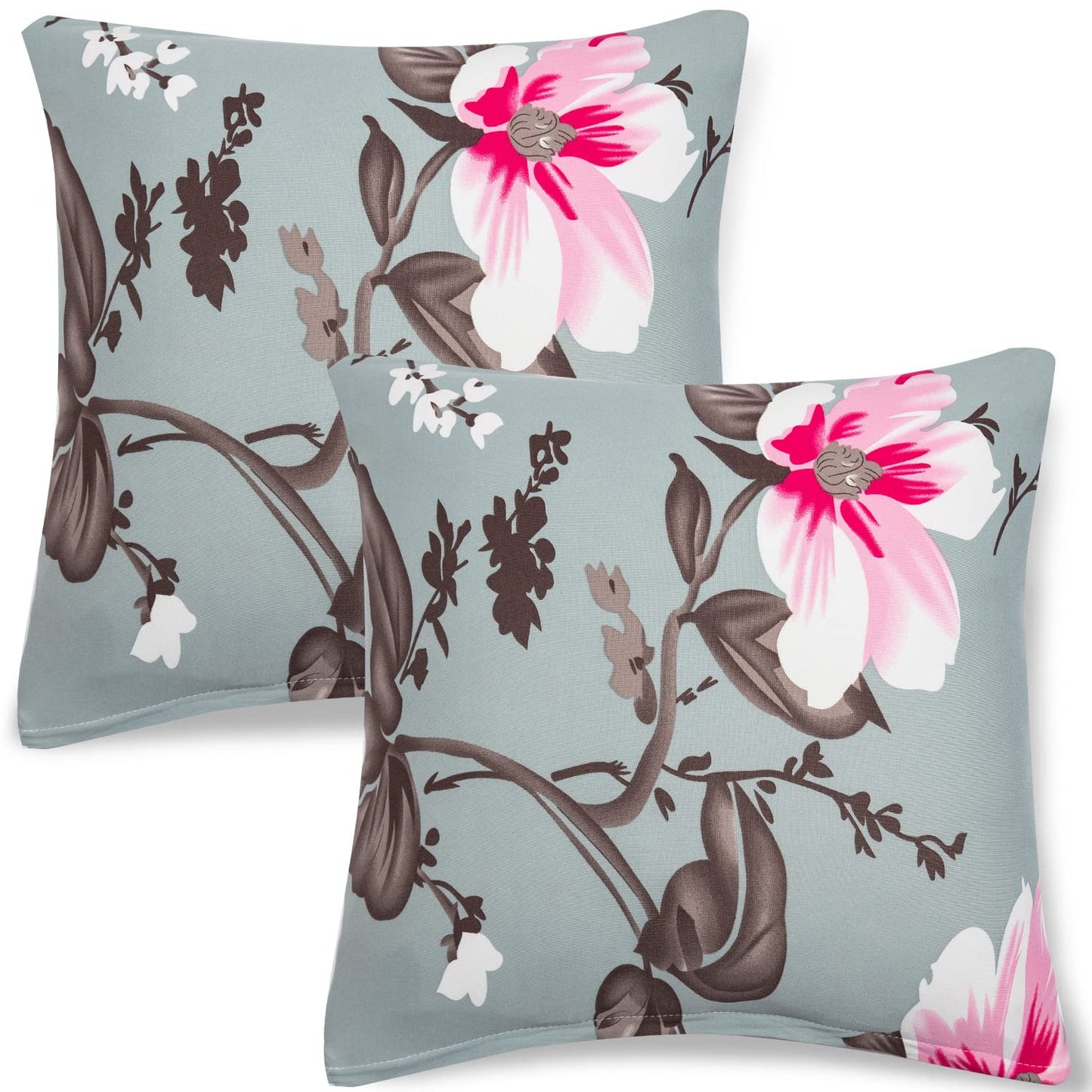 HOKIPO Stretchable Pack of 2 Cushion Cover 16x16, Bluish Grey