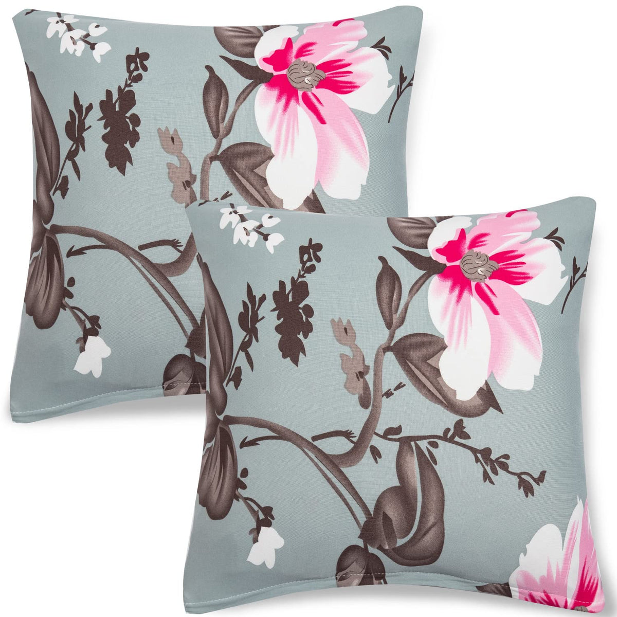 Best Bluish Grey Floral print square cushion cover online