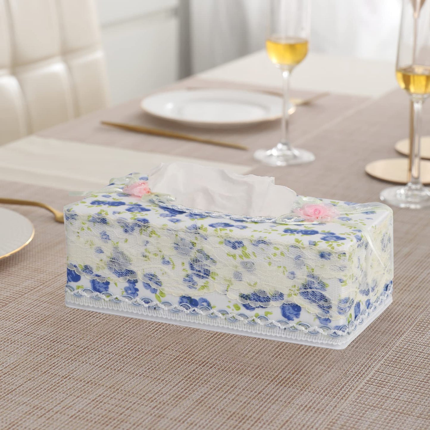 Plastic Tissue Paper Box Holder, Blue