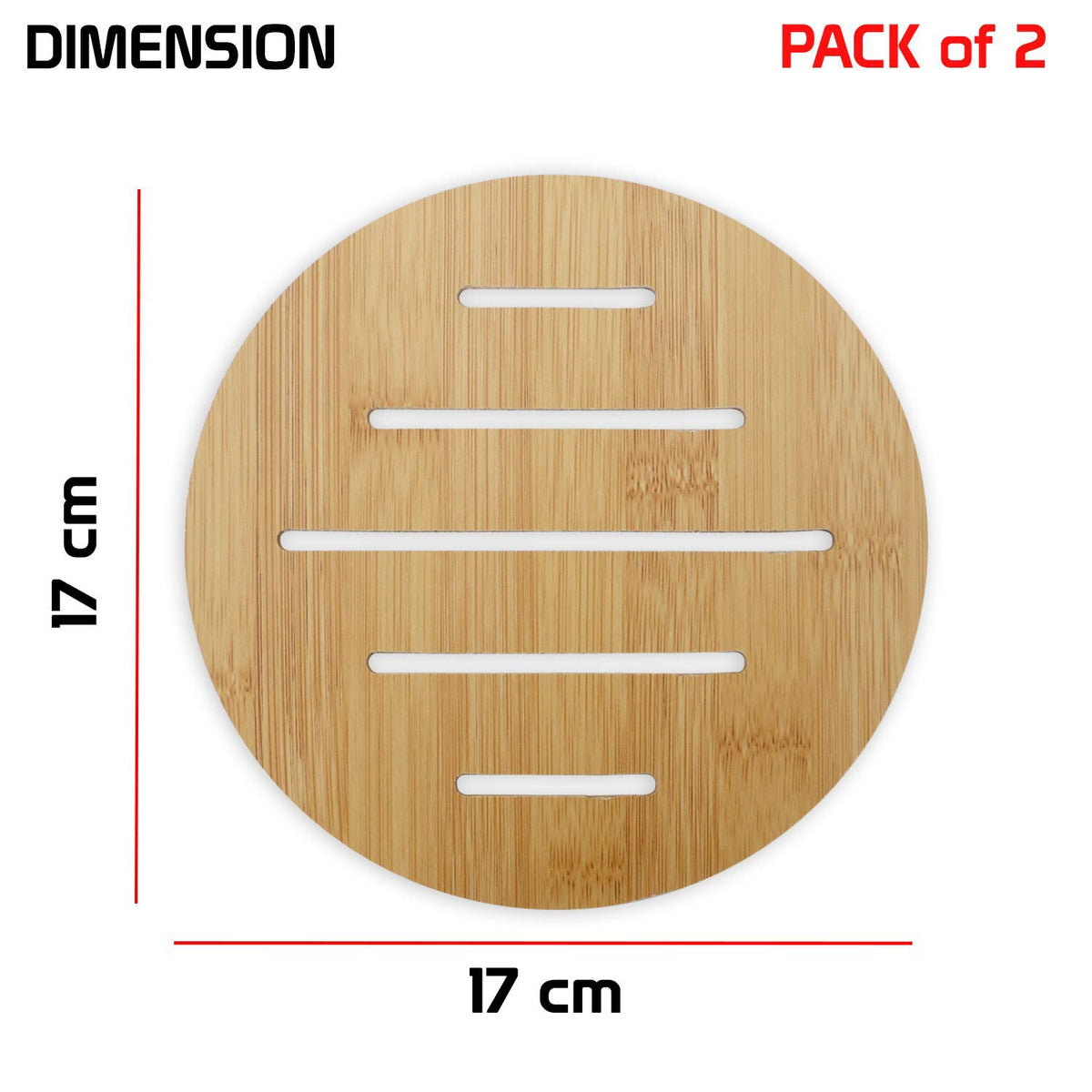Eco-Friendly Extra Thick Bamboo Wooden Coasters for Dining Table Heat Pad for Kitchen - Pack of 2/4/6