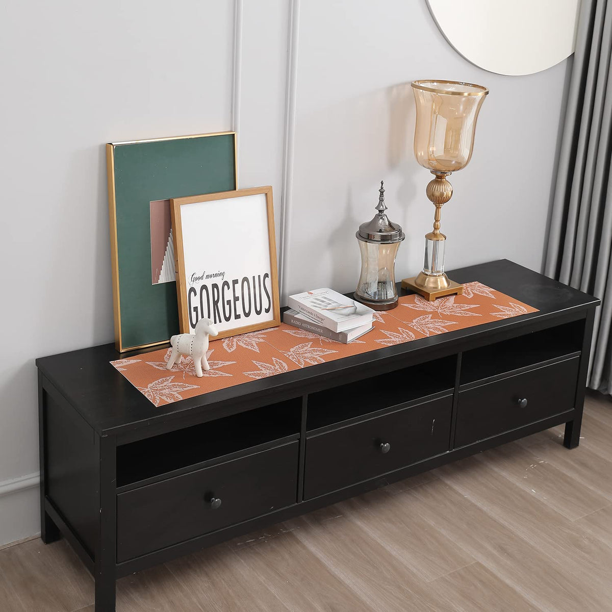 Buy Orange Maple Leaf Colour PVC Runner for Side Tables | HOKIPO