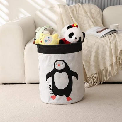 Kids Laundry Basket for Clothes, Toy Storage Bag, Penguin