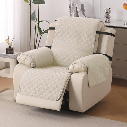 UrbanQuilt Recliner Sofa Slipcover Mat with Dual Belt for 1/2/3 Seater - Cream