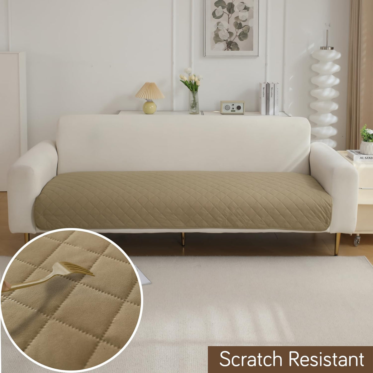 Waterproof Anti-Slip Quick Dry Sofa Seat Mat for 1/2/3 Seater, Beige