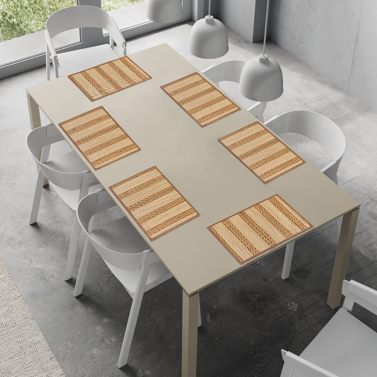 Heat Resistant Bamboo Dinner Mats, Burnt Orange