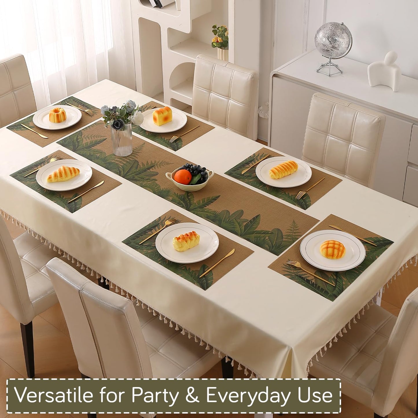 Botanical Tropic PVC Mats for Dining Table - Bird of Paradise Leaves