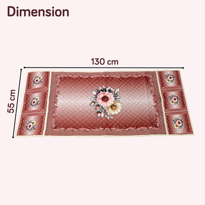 Eternal Floral Printed Quilted Fridge Top Cover with side Pockets - Crimson Bouquet