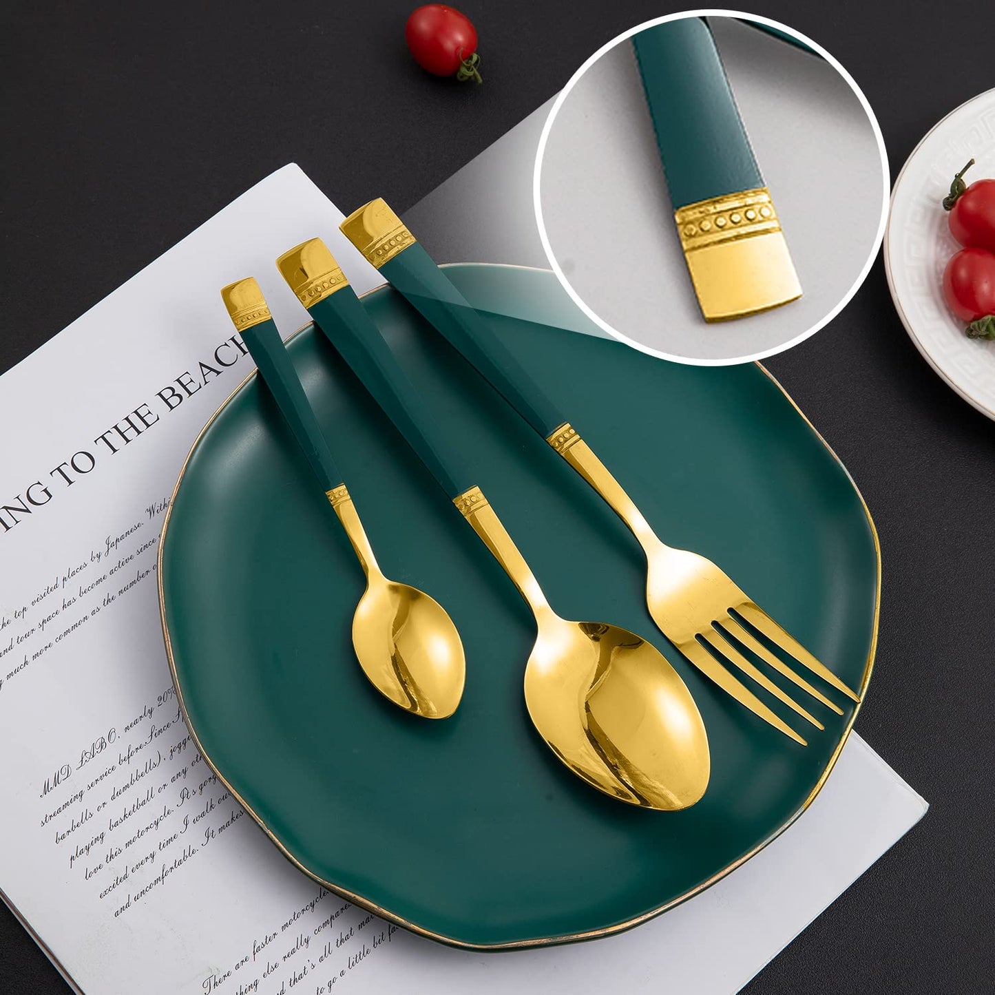 Cutlery Set of 18 / 24 Pcs Stainless Steel Flatware Set, Mirror Finish - Gold